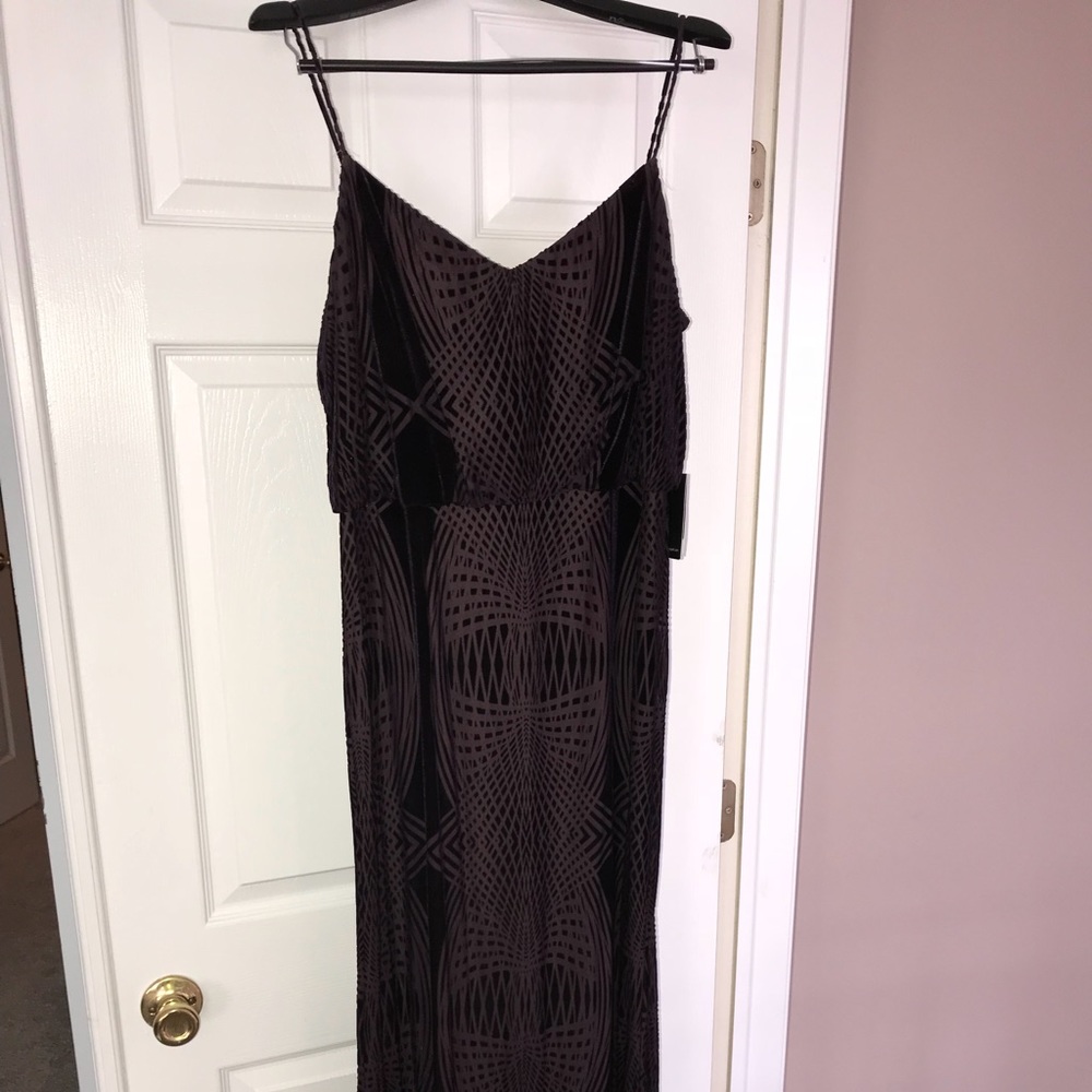 Adrianna Papell plum velvet burn out blouson gown